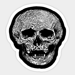 Vile Grungy Skull Art Illustration In Black and White Sticker